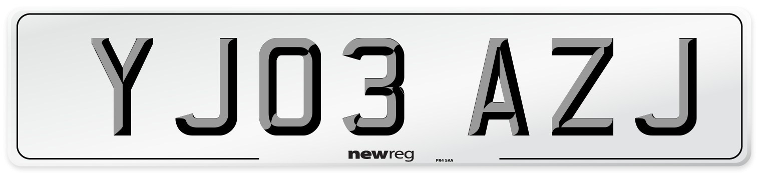 YJ03 AZJ Number Plate from New Reg